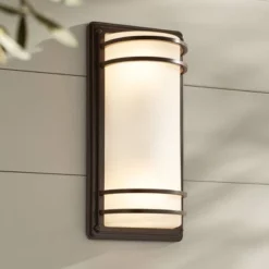 John Timberland Habitat Modern Industrial Outdoor Wall Light Fixtures Set Of 2 Rubbed Bronze 16" Opal Glass For Post Exterior Barn Deck -Modern Lighting Store GUEST 576d8e41 2951 4494 b0c0 04dbb0928388