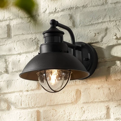 John Timberland Oberlin Rustic Farmhouse Outdoor Barn Light Fixture Black Dusk To Dawn Motion Sensor 9" Clear Seedy Glass For Exterior Deck House Yard 6 John Timberland Oberlin Rustic Farmhouse Outdoor Barn Light Fixture Black Dusk To Dawn Motion Sensor 9" Clear Seedy Glass For Exterior Deck House Yard - Image 6