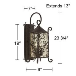 John Timberland Casa Seville Vintage Rustic Outdoor Wall Light Fixture Dark Walnut Scroll 23 3/4" Champagne Hammered Glass For Post Exterior Barn Deck -Modern Lighting Store GUEST 5c36ce8e 65ff 47d9 8760 e5a5f2e077d5