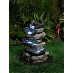 John Timberland Frog And Four Lily Pad Rustic Cascading Outdoor Floor Water Fountain With LED Light 21" For Yard Garden Patio Home Deck Porch Exterior -Modern Lighting Store GUEST 5e31676c 85cf 4e75 951c ecc2448287b4