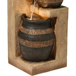 John Timberland Stoneware Bowl And Jar Rustic Cascading Outdoor Floor Water Fountain With LED Light 46" For Yard Garden Patio Home Deck Porch Exterior -Modern Lighting Store GUEST 631413a5 cee4 485b a8df a250e8e6b0a8