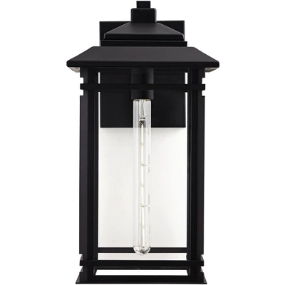 John Timberland North House Mission Outdoor Wall Light Fixture Matte Black Metal 19" Clear Glass For Post Exterior Barn Deck House Porch Yard Patio 4 John Timberland North House Mission Outdoor Wall Light Fixture Matte Black Metal 19" Clear Glass For Post Exterior Barn Deck House Porch Yard Patio - Image 4