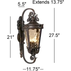 John Timberland Casa Marseille Vintage Rustic Outdoor Wall Light Fixture Bronze Scroll 27 1/2" Hammered Glass For Post Exterior Barn Deck House Porch 10 John Timberland Casa Marseille Vintage Rustic Outdoor Wall Light Fixture Bronze Scroll 27 1/2" Hammered Glass For Post Exterior Barn Deck House Porch -Modern Lighting Store GUEST 66f97ca0 ce83 4bf2 a634 7aeaac35c8e8