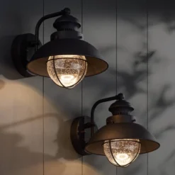 John Timberland Industrial Outdoor Wall Light Fixtures Set Of 2 Black Metal LED 8" Seedy Glass For Exterior Barn Deck House Porch -Modern Lighting Store GUEST 6e727ace 09d7 48a5 836e 9c12b0f6edcd