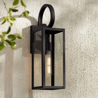 John Timberland Modern Outdoor Wall Light Fixture Deep Black 21" Clear Glass For Post Exterior Barn Deck House Porch Yard Patio 1 John Timberland Modern Outdoor Wall Light Fixture Deep Black 21" Clear Glass For Post Exterior Barn Deck House Porch Yard Patio