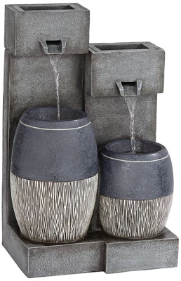 John Timberland Mendit Rustic Cascading 2-Jar Outdoor Wall Floor Water Fountain With LED Light 29" For Yard Garden Patio Home Deck Lawn 6 John Timberland Mendit Rustic Cascading 2-Jar Outdoor Wall Floor Water Fountain With LED Light 29" For Yard Garden Patio Home Deck Lawn - Image 6