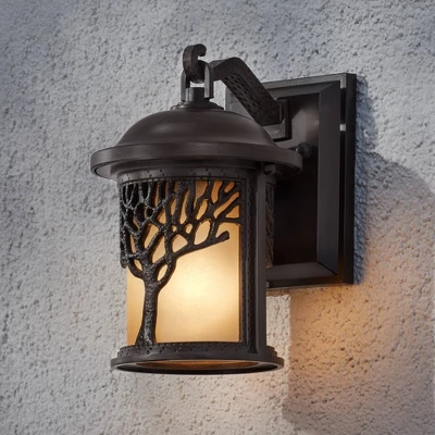 John Timberland Rustic Outdoor Wall Light Fixture Bronze 9 1/2" Tree Etched Glass Sconce For Exterior House Deck Patio Porch Lighting 1 John Timberland Rustic Outdoor Wall Light Fixture Bronze 9 1/2" Tree Etched Glass Sconce For Exterior House Deck Patio Porch Lighting