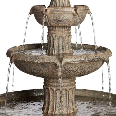 John Timberland Farron Rustic 3 Tier Basin Outdoor Floor Water Fountain With LED Light 46" For Yard Garden Patio Home Deck Porch Exterior Balcony Roof 2 John Timberland Farron Rustic 3 Tier Basin Outdoor Floor Water Fountain With LED Light 46" For Yard Garden Patio Home Deck Porch Exterior Balcony Roof - Image 2