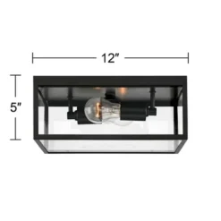 John Timberland Modern Outdoor Ceiling Light Fixture Matte Black 12" Clear Glass Panels Square Exterior House Porch Patio Outside 13 John Timberland Modern Outdoor Ceiling Light Fixture Matte Black 12" Clear Glass Panels Square Exterior House Porch Patio Outside -Modern Lighting Store GUEST 79277641 ad1f 4a5f baa9 e1fe4788d826