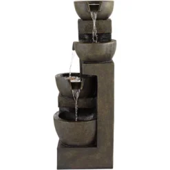 John Timberland Outdoor Floor Water Fountain With Light LED 41 1/2" High Cascading Bowls For Yard Garden Patio Deck Home -Modern Lighting Store GUEST 7d4d752a 1bd7 4fa0 9752 66532a73518a