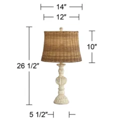 John Timberland Trinidad Country Cottage Table Lamps 26 1/2" High Set Of 2 Antique White Candlestick Rattan Tapered Drum Shade For Bedroom Living Room -Modern Lighting Store GUEST 7e86e852 2aaf 4268 b02e fe313d6ec044