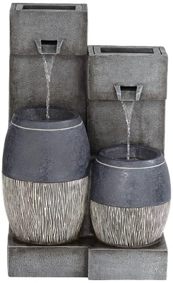 John Timberland Mendit Rustic Cascading 2-Jar Outdoor Wall Floor Water Fountain With LED Light 29" For Yard Garden Patio Home Deck Lawn 8 John Timberland Mendit Rustic Cascading 2-Jar Outdoor Wall Floor Water Fountain With LED Light 29" For Yard Garden Patio Home Deck Lawn - Image 8