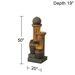 John Timberland Sphere Jugs And Column Rustic Cascading Outdoor Floor Water Fountain With LED Light 50" For Yard Garden Patio Home Deck Porch House -Modern Lighting Store GUEST 8023590d 2aab 42d8 a98b 5377911fc18e