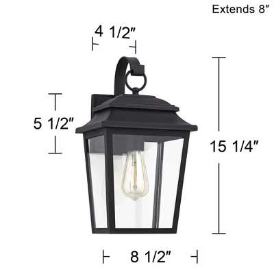 John Timberland Bellis Verde Modern Outdoor Wall Light Fixtures Set Of 2 Textured Black Lantern Frame 15 1/4" Clear Glass For Post Exterior 6 John Timberland Bellis Verde Modern Outdoor Wall Light Fixtures Set Of 2 Textured Black Lantern Frame 15 1/4" Clear Glass For Post Exterior - Image 6