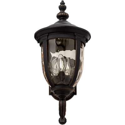 John Timberland Bellagio Vintage Rustic Outdoor Wall Light Fixture Veranda Bronze Upbridge 21" Hammered Glass Sconce For Post Exterior Barn Deck House 4 John Timberland Bellagio Vintage Rustic Outdoor Wall Light Fixture Veranda Bronze Upbridge 21" Hammered Glass Sconce For Post Exterior Barn Deck House - Image 4