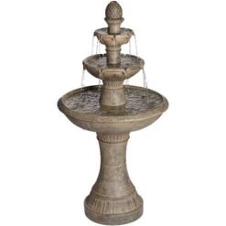 John Timberland Louvre Rustic 3 Tier Cascading Outdoor Floor Water Fountain With LED Light 44" For Yard Garden Patio Home Deck Porch Exterior Balcony -Modern Lighting Store GUEST 82516602 9b7c 4822 81a1 b3ddb4b22c65