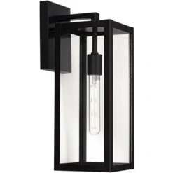 John Timberland Titan Modern Outdoor Wall Light Fixtures Set Of 2 Mystic Black Rectangular Frame 17" Clear Glass For Post Exterior Barn -Modern Lighting Store GUEST 837ddb37 32d4 48ab 931a d909d909fcd2
