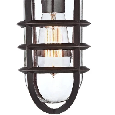 John Timberland Marlowe Industrial Outdoor Wall Light Fixture Galvanized Metal Cage 13 1/4" Clear Glass For Post Exterior Barn Deck House Porch Yard 2 John Timberland Marlowe Industrial Outdoor Wall Light Fixture Galvanized Metal Cage 13 1/4" Clear Glass For Post Exterior Barn Deck House Porch Yard - Image 2