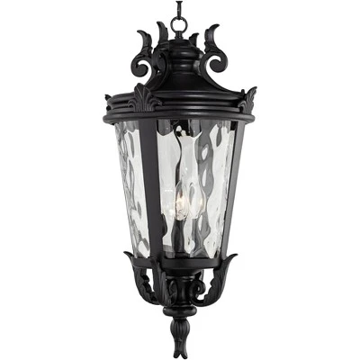 John Timberland Casa Marseille Rustic Outdoor Hanging Light Black Scroll 26 1/4" Clear Water Glass Damp Rated For Post Exterior Barn Deck House Porch 4 John Timberland Casa Marseille Rustic Outdoor Hanging Light Black Scroll 26 1/4" Clear Water Glass Damp Rated For Post Exterior Barn Deck House Porch - Image 4