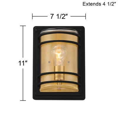 John Timberland Habitat Modern Industrial Outdoor Wall Light Fixture Black Brass 11" Clear Glass For Post Exterior Barn Deck House Porch Yard Patio 6 John Timberland Habitat Modern Industrial Outdoor Wall Light Fixture Black Brass 11" Clear Glass For Post Exterior Barn Deck House Porch Yard Patio - Image 6