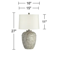 John Timberland Otero Rustic Table Lamp Southwest 27" Tall Faux Mottled Stone Cream Linen Drum Shade For Bedroom Living Room Bedside Nightstand Kids -Modern Lighting Store GUEST 87d04279 62f9 4f59 844e 648b64f97736