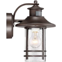 John Timberland Galt Outdoor Mission Wall Light Fixture Oil Rubbed Bronze Motion Sensor Dusk To Dawn 11 1/4" Seedy Glass For Post Exterior Barn Deck -Modern Lighting Store GUEST 8816ae46 4f4f 412c aedf ae0040bfd1f6