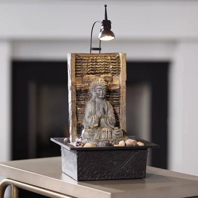 John Timberland Namaste Buddha Zen Waterfall Indoor Tabletop Water Fountain With LED Light 11 1/2" For Table Office Desk Home Bedroom Meditation 1 John Timberland Namaste Buddha Zen Waterfall Indoor Tabletop Water Fountain With LED Light 11 1/2" For Table Office Desk Home Bedroom Meditation