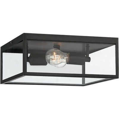 John Timberland Modern Outdoor Ceiling Light Fixture Matte Black 12" Clear Glass Panels Square Exterior House Porch Patio Outside 3 John Timberland Modern Outdoor Ceiling Light Fixture Matte Black 12" Clear Glass Panels Square Exterior House Porch Patio Outside - Image 3