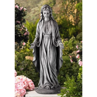 John Timberland Virgin Mary Statue Sculpture Decor Outdoor Garden Front Porch Patio Yard Outside Home Balcony Gray Stone Finish Ceramic 29" Tall 1 John Timberland Virgin Mary Statue Sculpture Decor Outdoor Garden Front Porch Patio Yard Outside Home Balcony Gray Stone Finish Ceramic 29" Tall