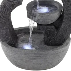 John Timberland Three Cup Modern Japanese Cascading Outdoor Floor Water Fountain With LED Light 31 1/2" For Yard Garden Patio Home Deck Porch Exterior -Modern Lighting Store GUEST 8d5f47f9 5fed 430a bc04 ce769f98b251
