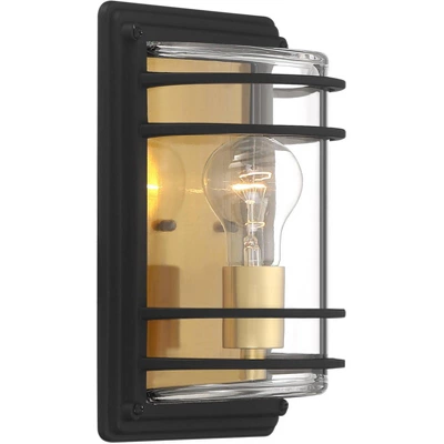 John Timberland Habitat Modern Industrial Outdoor Wall Light Fixture Black Brass 11" Clear Glass For Post Exterior Barn Deck House Porch Yard Patio 4 John Timberland Habitat Modern Industrial Outdoor Wall Light Fixture Black Brass 11" Clear Glass For Post Exterior Barn Deck House Porch Yard Patio - Image 4