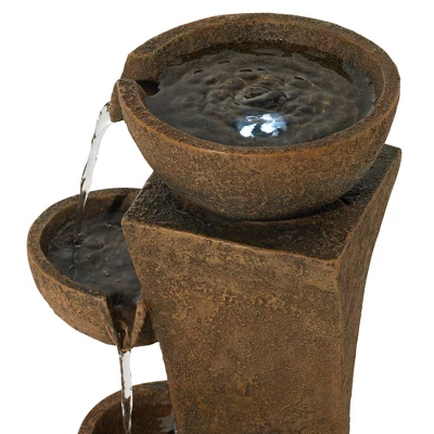 John Timberland Cascading Bowls Rustic Cascading Bowls Outdoor Floor Water Fountain With LED Light 27 1/2" For Yard Garden Patio Home Deck Porch 2 John Timberland Cascading Bowls Rustic Cascading Bowls Outdoor Floor Water Fountain With LED Light 27 1/2" For Yard Garden Patio Home Deck Porch - Image 2