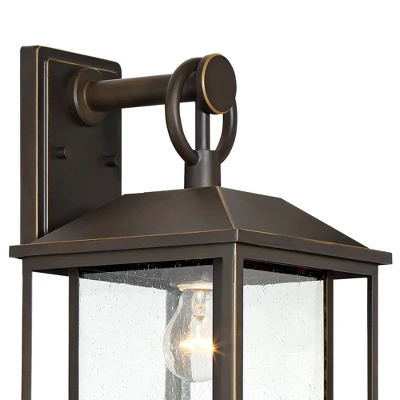 John Timberland Califa Mission Outdoor Wall Light Fixture Bronze 18" Clear Textured Glass For Post Exterior Barn Deck House Porch Yard Posts Patio 2 John Timberland Califa Mission Outdoor Wall Light Fixture Bronze 18" Clear Textured Glass For Post Exterior Barn Deck House Porch Yard Posts Patio - Image 2