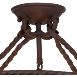 John Timberland Natural Mica Rustic Ceiling Light Semi Flush Mount Fixture 15" Wide Deep Walnut Scroll 3-Light Drum Shade For Bedroom Living Room Home -Modern Lighting Store GUEST 99cb8175 5130 45a8 afdf 653b162ab572