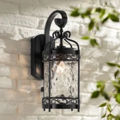 John Timberland Paseo Outdoor Vintage Wall Light Fixture Matte Black 19" Clear Hammered Glass For Post Exterior Barn Deck House Porch Yard Posts Patio -Modern Lighting Store GUEST 9b3180b0 70b5 4d75 a8b2 a96f57ad6ca7