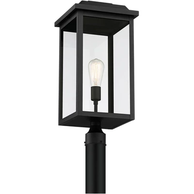 John Timberland Eastcrest Modern Outdoor Post Light Textured Black 22 1/2" Clear Glass Panels For Exterior Barn Deck House Porch Yard Patio Outside 4 John Timberland Eastcrest Modern Outdoor Post Light Textured Black 22 1/2" Clear Glass Panels For Exterior Barn Deck House Porch Yard Patio Outside - Image 4