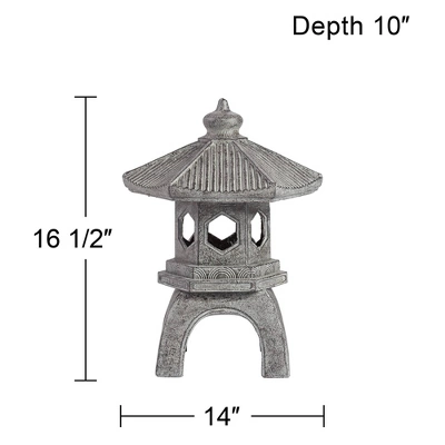 John Timberland Pagoda Statue Sculpture Garden Decor Indoor Outdoor Front Porch Patio Yard Outside Home Balcony Old Faux Stone Finish 16 1/2" Tall 6 John Timberland Pagoda Statue Sculpture Garden Decor Indoor Outdoor Front Porch Patio Yard Outside Home Balcony Old Faux Stone Finish 16 1/2" Tall - Image 6