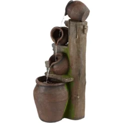 John Timberland Four Pot Rustic Cascading Outdoor Floor Water Fountain With LED Light 39 1/4" For Yard Garden Patio Deck Porch House Exterior -Modern Lighting Store GUEST 9f12e15c 5e77 4d02 b291 dee055db013d