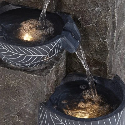 John Timberland Bali Rustic 4-Tier Cascading Bowls Outdoor Floor Water Fountain With LED Light 32 3/4" For Yard Garden Patio Home Deck 4 John Timberland Bali Rustic 4-Tier Cascading Bowls Outdoor Floor Water Fountain With LED Light 32 3/4" For Yard Garden Patio Home Deck - Image 4