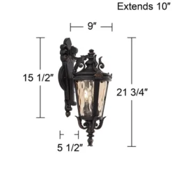 John Timberland Casa Marseille Rustic Outdoor Wall Light Fixture Valencia Bronze Scroll 21 3/4" Champagne Hammered Glass For Post Exterior Barn Deck -Modern Lighting Store GUEST a4618dd3 460f 46e0 92c2 1ea5f5cdc606