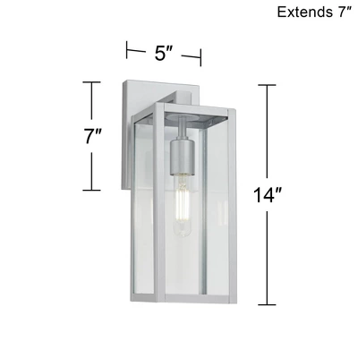 John Timberland Titan Modern Outdoor Wall Light Fixture Silver Metal Rectangular Frame 14" Clear Glass For Post Exterior Barn Deck House 8 John Timberland Titan Modern Outdoor Wall Light Fixture Silver Metal Rectangular Frame 14" Clear Glass For Post Exterior Barn Deck House - Image 8