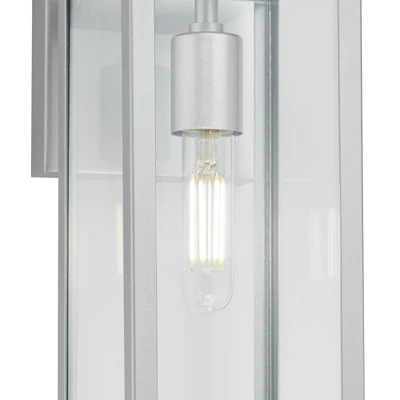 John Timberland Titan Modern Outdoor Wall Light Fixture Silver Metal Rectangular Frame 14" Clear Glass For Post Exterior Barn Deck House 2 John Timberland Titan Modern Outdoor Wall Light Fixture Silver Metal Rectangular Frame 14" Clear Glass For Post Exterior Barn Deck House - Image 2