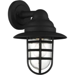 John Timberland Marlowe Rustic Industrial Farmhouse Outdoor Wall Light Fixture Black Hooded Cage 13" Clear Glass For Post Exterior Barn Deck House -Modern Lighting Store GUEST afe84cfb 57f5 4a85 b9a3 95d93490af6d