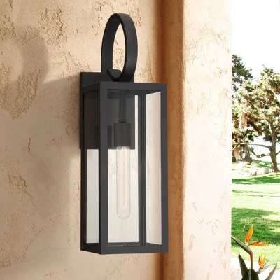 John Timberland Modern Outdoor Wall Light Fixtures Set Of 2 Deep Black 21" Clear Glass For Post Exterior Barn Deck House Porch 6 John Timberland Modern Outdoor Wall Light Fixtures Set Of 2 Deep Black 21" Clear Glass For Post Exterior Barn Deck House Porch - Image 6