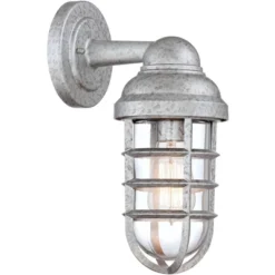 John Timberland Marlowe Industrial Outdoor Wall Light Fixture Galvanized Cage 13 1/4" Clear Glass For Post Exterior Barn Deck House Porch Yard Patio -Modern Lighting Store GUEST b3c4fabe aef5 438c b113 c8b26d9d08c0