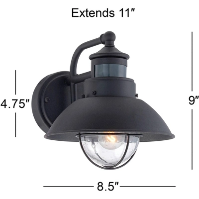 John Timberland Oberlin Rustic Farmhouse Outdoor Barn Light Fixture Black Dusk To Dawn Motion Sensor 9" Clear Seedy Glass For Exterior Deck House Yard 5 John Timberland Oberlin Rustic Farmhouse Outdoor Barn Light Fixture Black Dusk To Dawn Motion Sensor 9" Clear Seedy Glass For Exterior Deck House Yard - Image 5