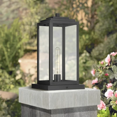 John Timberland Modern Outdoor Pier Mount Light Matte Black 17" Clear Glass Shade For Post Exterior Barn Deck House Porch Yard 1 John Timberland Modern Outdoor Pier Mount Light Matte Black 17" Clear Glass Shade For Post Exterior Barn Deck House Porch Yard