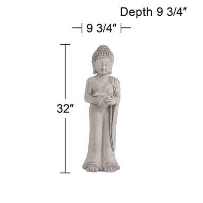 John Timberland Standing Buddha Statue Sculpture Zen Garden Decor Indoor Outdoor Front Porch Patio Yard Outside Home Balcony Gray Faux Stone 32" Tall 7 John Timberland Standing Buddha Statue Sculpture Zen Garden Decor Indoor Outdoor Front Porch Patio Yard Outside Home Balcony Gray Faux Stone 32" Tall - Image 7