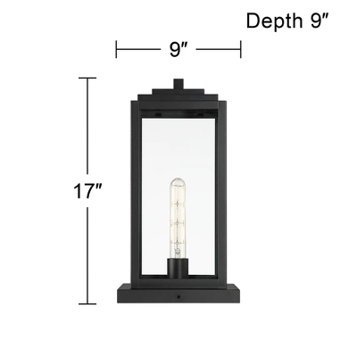 John Timberland Modern Outdoor Pier Mount Light Matte Black 17" Clear Glass Shade For Post Exterior Barn Deck House Porch Yard 5 John Timberland Modern Outdoor Pier Mount Light Matte Black 17" Clear Glass Shade For Post Exterior Barn Deck House Porch Yard - Image 5