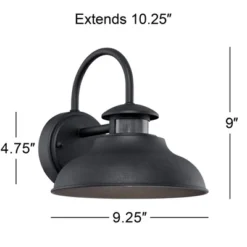 John Timberland Midland Industrial Outdoor Wall Light Fixture Black Motion Sensor Dusk To Dawn 9" For Post Exterior Barn Deck House Porch Yard Patio -Modern Lighting Store GUEST b91a8df9 6ac2 4f4e 9acd 16270802e97d